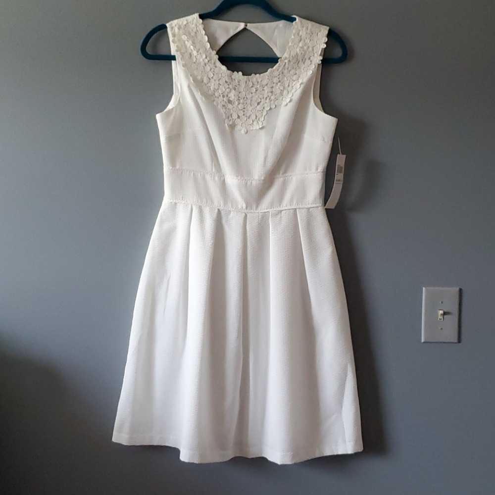 White Keyhole Back Dress